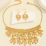 3pcs Fashionable Retro Luxury Heart-shaped Hollow Necklace Earrings Women's Set, Suitable For Party And Dance Gifts, Daily Wear