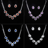 The New Bride Jewelry Color Diamond Earrings Necklace Fashion Necklace Set Can Be Customized