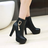 Waterproof Platform Thick Heel Large Size Women's Shoes Side Zipper Foreign Trade Shoes