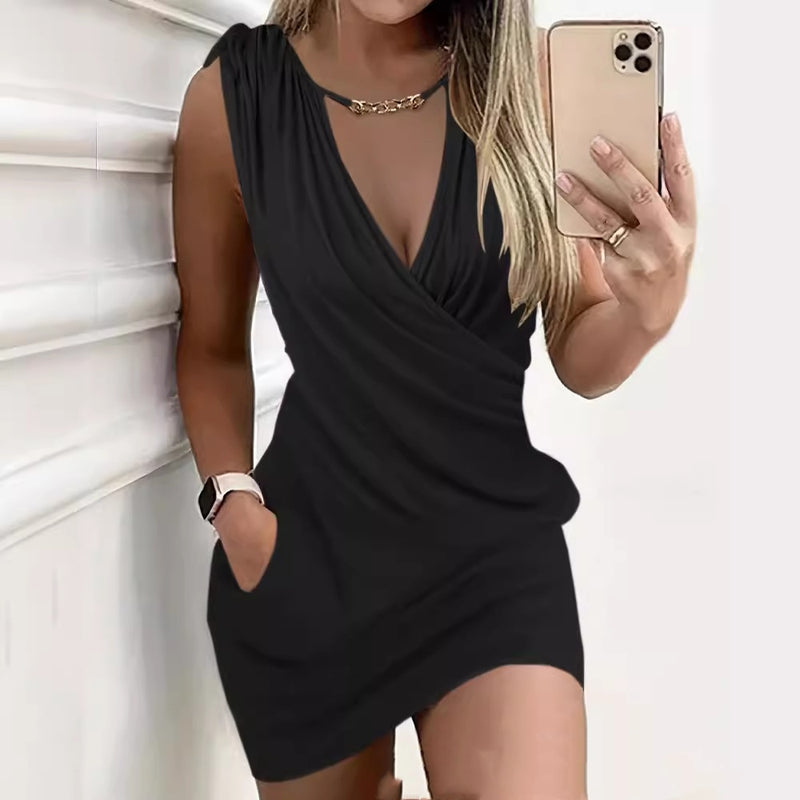 V-neck Pocket Dress