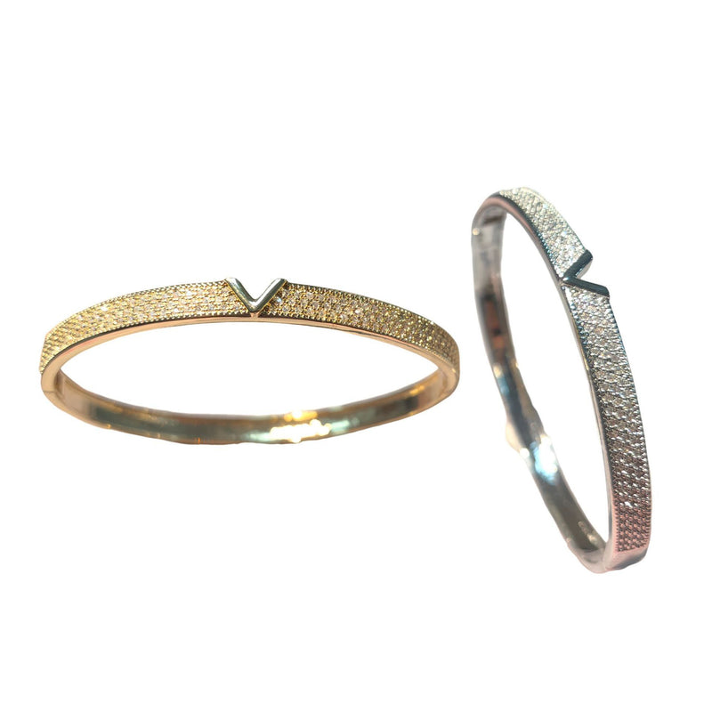 V-shaped 18K Genuine Gold Electroplated Bracelet Ring Set