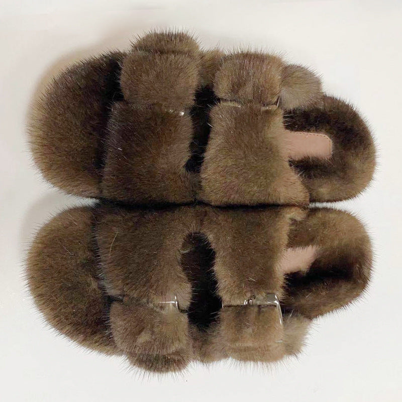 Summer Flat Home Solid Color Thick Bottom Double-breasted Cotton Slippers