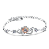 A Rose Bracelet Female S925 Silver Bracelet Inlaid Moissanite Bracelet