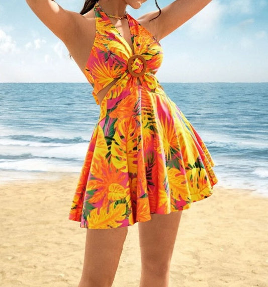 Tropical Halter Dress