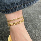 18K Gold Bold Cuban Link Chain Anklet Grinding Chain Fashion