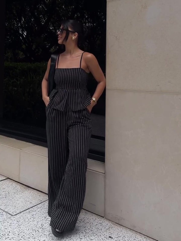 Striped Wide-Leg Set