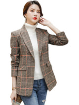Waist Trimming Plaid Coat