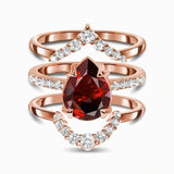 Sterling Silver Three-tiered Zircon Rose Gold Ring