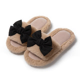 Women's Cotton Slippers Bowknot Home Plush