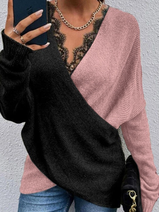 V-Neck Lace Top