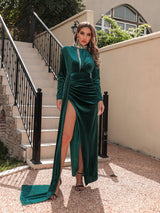 Velvet High-Neck Dress