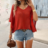 V-neck Bat Sleeve Top