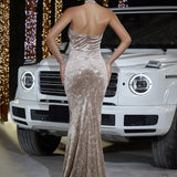 Velvet Halter Evening Dress