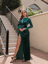 Velvet High-Neck Dress