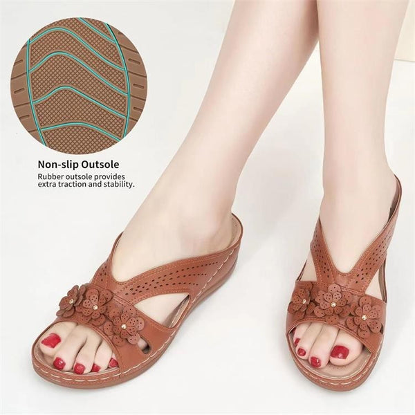 Summer New Women's Outer Wedge Flower Beach Sandals