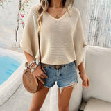 V-neck Bat Sleeve Top