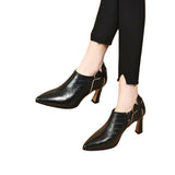 Thick Heel Deep Mouth Pointed Stylish Shoes