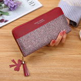 Women's Zipper Stitching Solid Color Tassel Wild