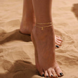 26 Initial Letter Anklets Gold Double Layer Chain Anklet Twin