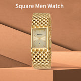 Ultra-thin Gold Quartz Watch Rectangular Stainless Steel Band Waterproof Couple Watch