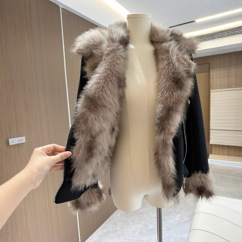 Black Fur Motorcycle Jacket