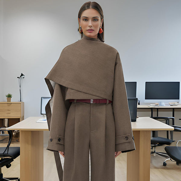 Waist Cape Blazer Suit