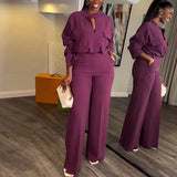 V-Neck Wide-Leg Suit