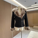 Black Fur Motorcycle Jacket