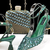 Large Rhinestone High Heel Sandals Three-dimensional Tassel Handbag Set