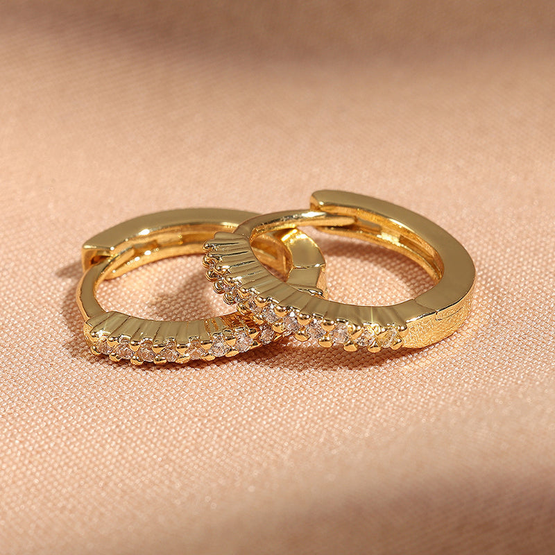 Integrated Rhinestone Zircon Niche Gang Drill Simple Earrings