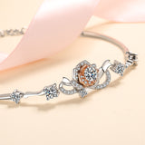 A Rose Bracelet Female S925 Silver Bracelet Inlaid Moissanite Bracelet