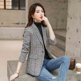 Waist Trimming Plaid Coat
