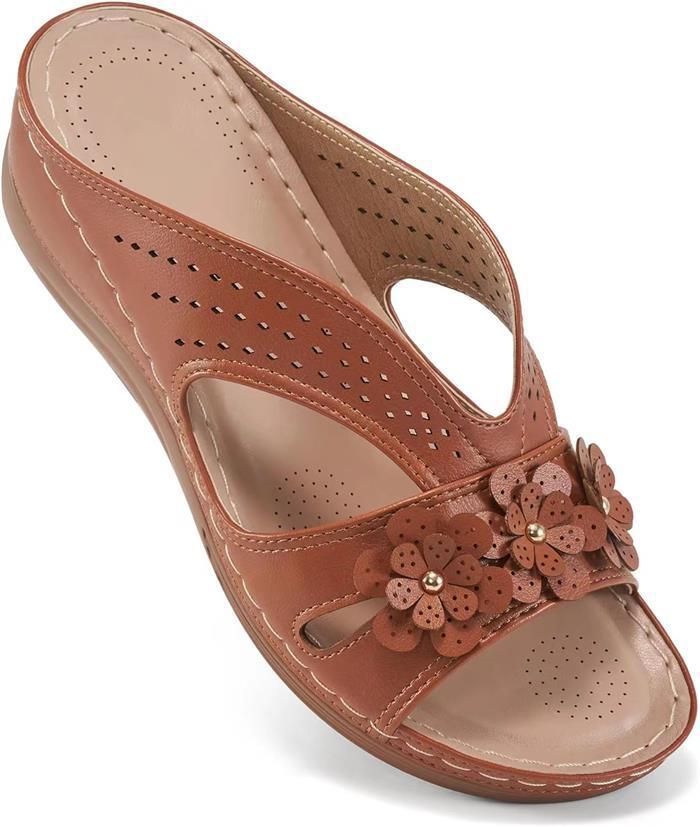 Summer New Women's Outer Wedge Flower Beach Sandals