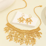 3pcs Fashionable Retro Luxury Heart-shaped Hollow Necklace Earrings Women's Set, Suitable For Party And Dance Gifts, Daily Wear