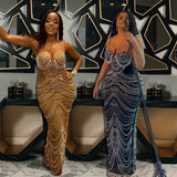 Sling Beaded Evening Dress