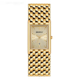 Ultra-thin Gold Quartz Watch Rectangular Stainless Steel Band Waterproof Couple Watch