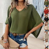 V-neck Bat Sleeve Top