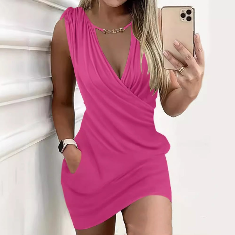 V-neck Pocket Dress