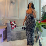 Sling Beaded Evening Dress