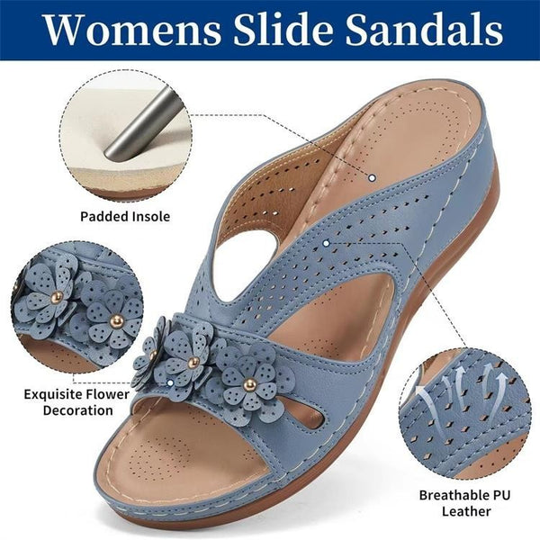 Summer New Women's Outer Wedge Flower Beach Sandals