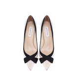 Women's Genuine Leather Apricot Bow Suede High Heels