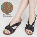 Summer New Women's Outer Wedge Flower Beach Sandals