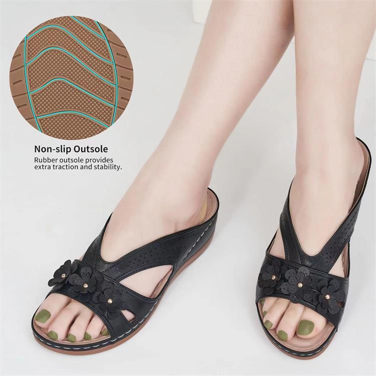 Summer New Women's Outer Wedge Flower Beach Sandals